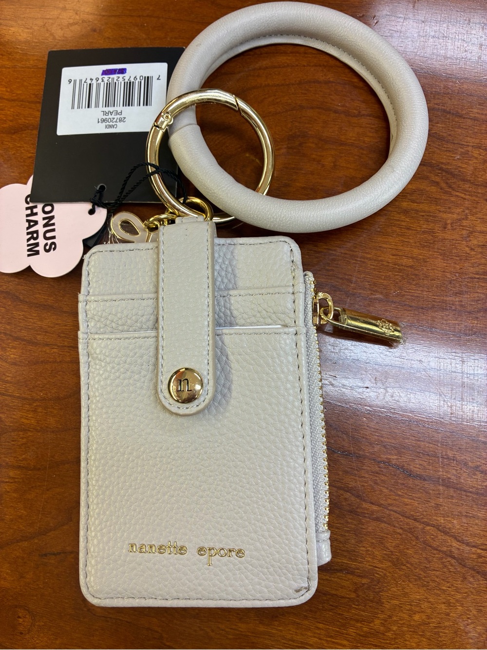 Nanette Lepore Pearl Wristlet Card Holder Keychain Wallet NWT